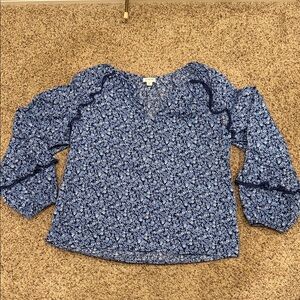 J Crew Floral Blue Women's Top